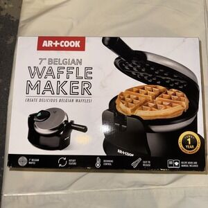 Art and Cook MDS82555 Flip Belgian Waffle Maker - Black Stainless New Sealed Box